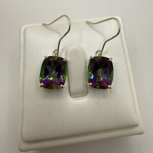 NWOT 10x12mm Mystic Topaz dangle earrings in solid sterling silver!